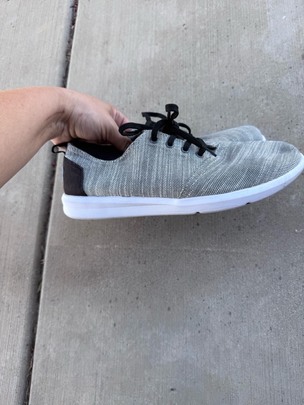 Toms Men's Light Grey Woven Del Rey Sneakers Size 9, Casual Lightweight Sporty - Picture 3 of 6